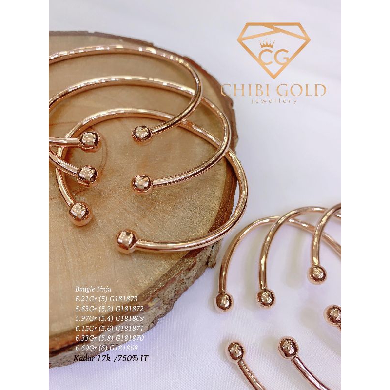 CHIBIGOLD - gelang bangle emas  ITALY tinju emas 750 kadar 17k - CHIBI gold
