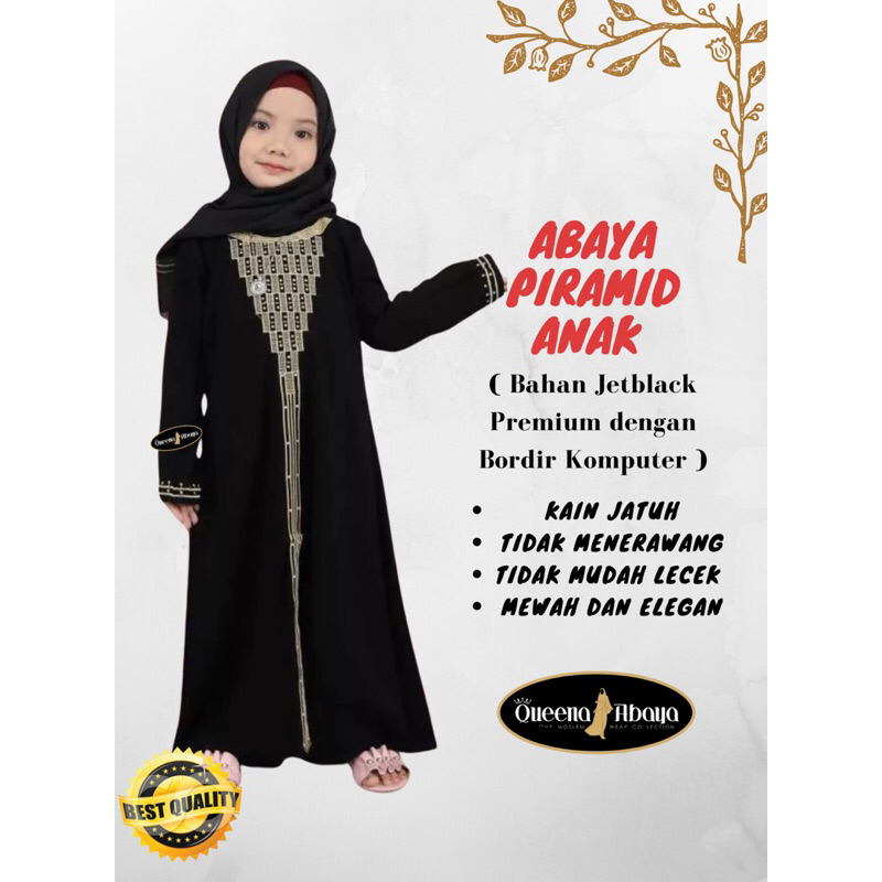 Gamis Anak Abaya Dress Kids Hitam Bahan Jetblack Bordir Bestseller Gamis Anak Perempuan TK SD Abaya 