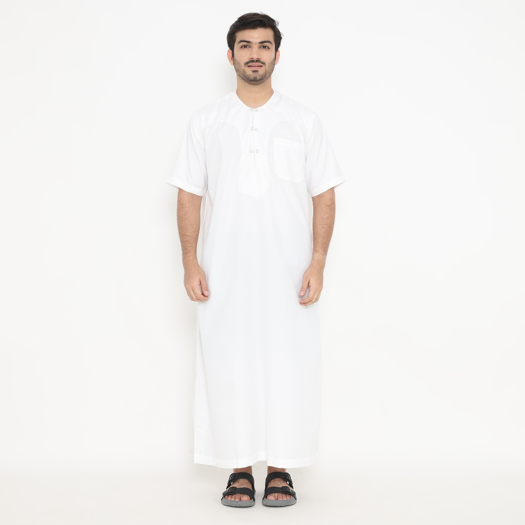 LATAHZAN GAMIS PRIA OMAN LENGAN PENDEK PUTIH