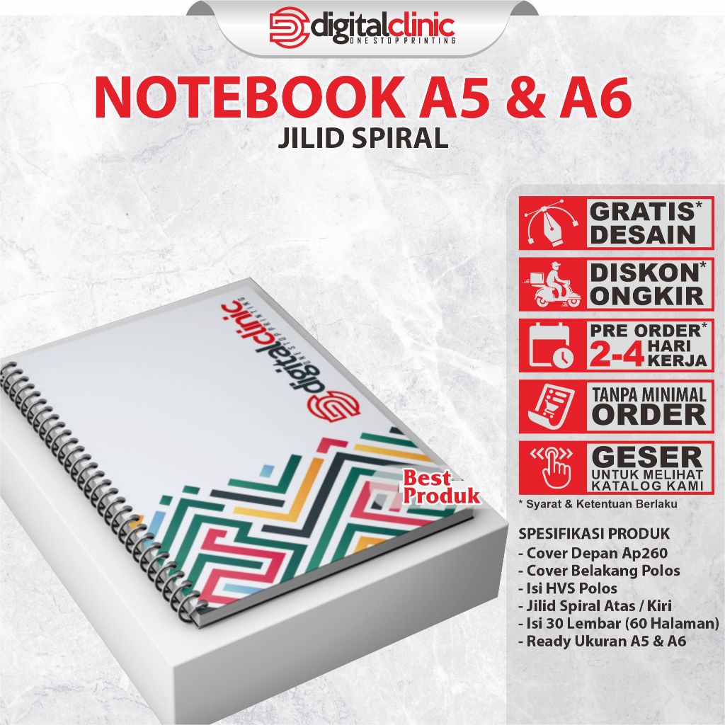 

Blocknote Notobook Custom A5 A6 Isi 30 Lembar Polos / Bergaris