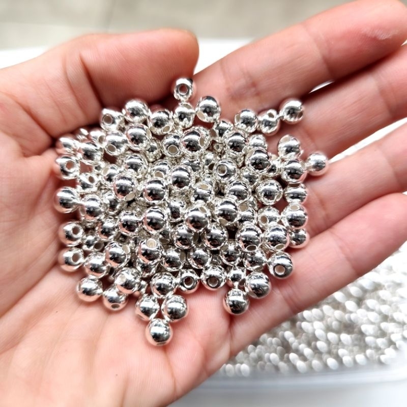20gr manik mote ccb mutiara warna silver size 6mm 8mm 16mm bahan DIY