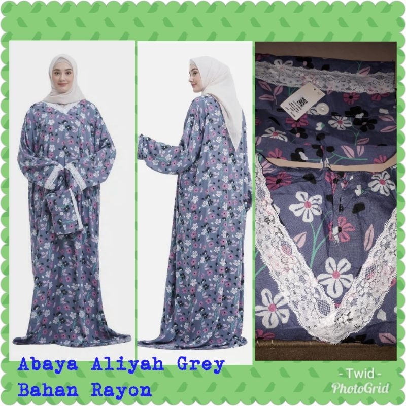 Mukenah Tazbiya Collection Abaya Aliyah Grey