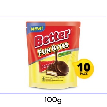 

Better Fun Bites Biskuit Sandwich Cokelat Vanila Pouch 100 g