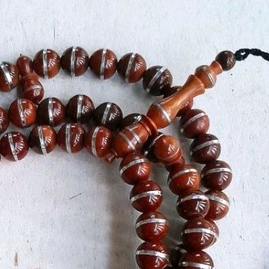Tasbih kaukah bulat prada lilit timah coklat