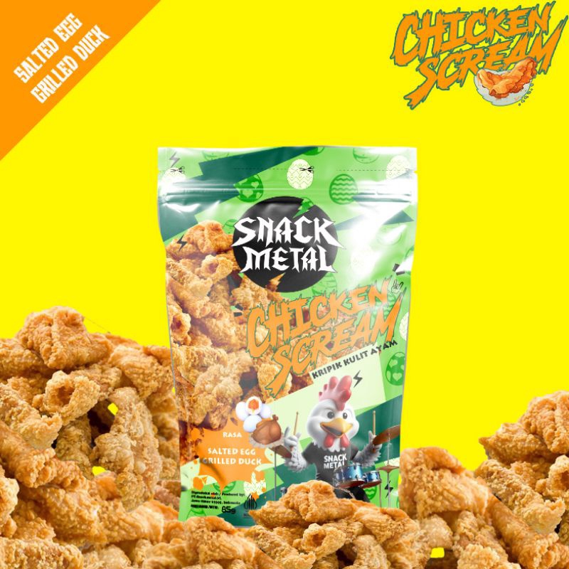 

Snack Keripik Kulit Ayam gurih Rasa Salted Egg Grilled Duck 85g , Snack Kulit ayam, Makanan Ringan Keripik Kulit Ayam