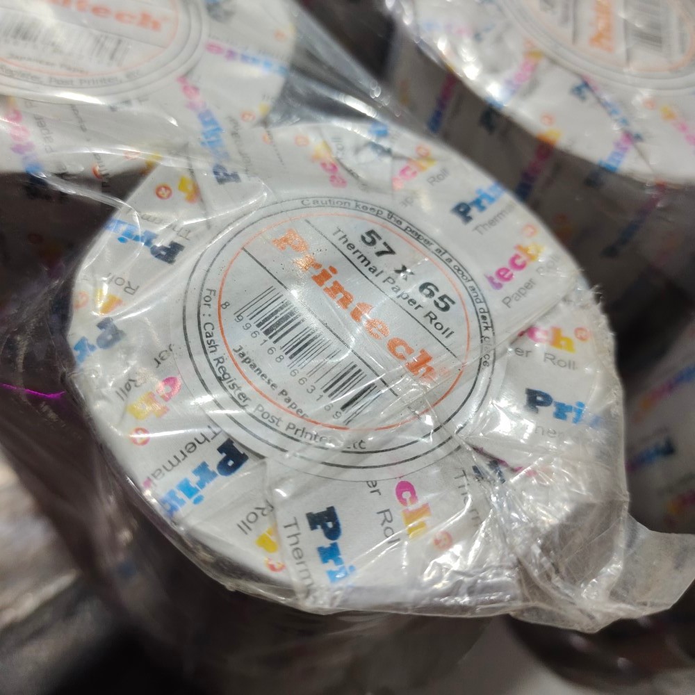

Kertas Thermal Printer Kasir PRINTECH Ukuran Sedang per 10 rol, Thermal Paper Roll