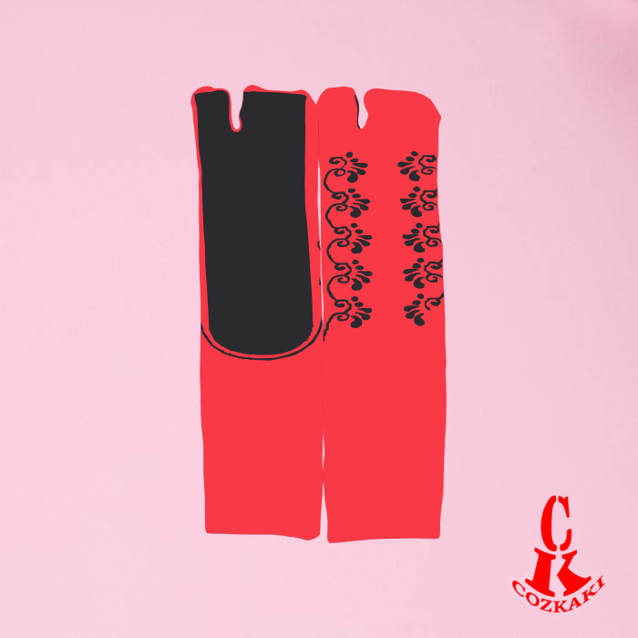 MUSLIMAH SOCKS/ KAOS KAKI JEMPOL/ KAOS KAKI 2 JARI WARNA MERAH MOTIF BUNGA