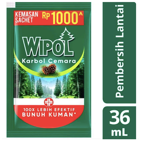 Wipol Karbol Cemara Renceng 36 ml 1 Renceng (6 sachet)