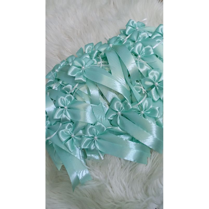 

Pita Kado Hampers Souvenir Siap Pakai Hijau tosca Mudah Praktis bahan satin