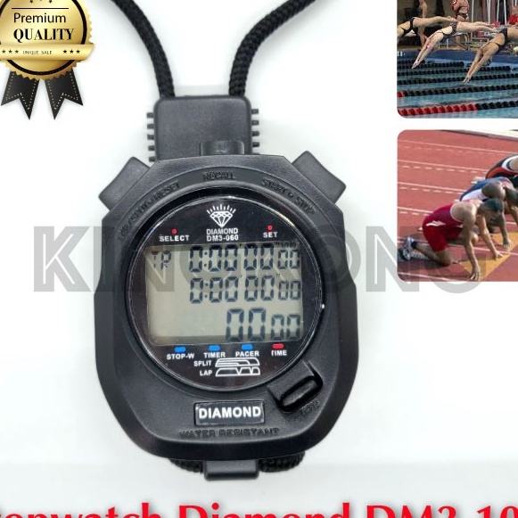 Potongan Stopwatch Diamond Original 6 Memory Digital Olahraga