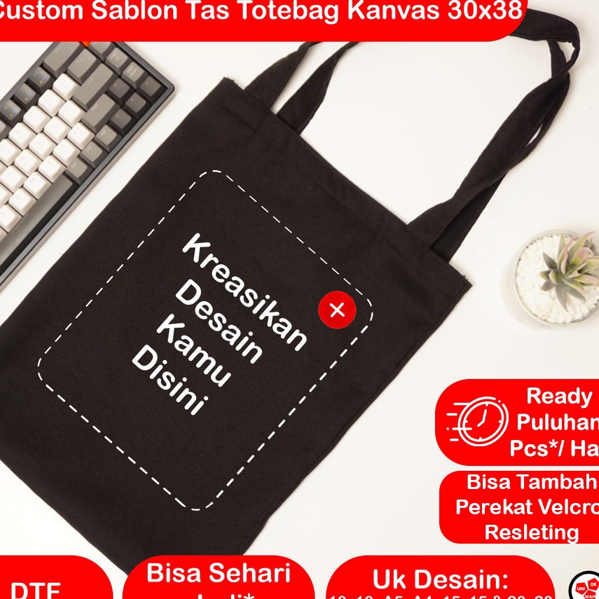 Terbaru Sablon Totebag  Custom Totebag Kanvas Premium Sehari Jadi Full Color