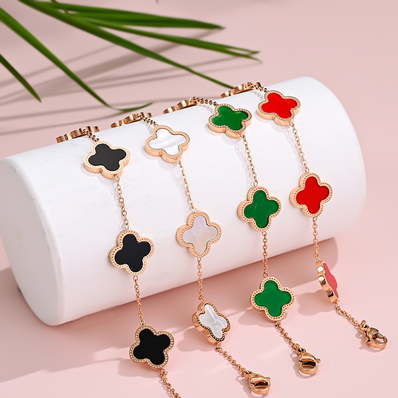 Paling Laris 2024 - Perhiasan Gelang Rantai Fashion Wanita Clover Rose Gold - Gelang Wanita Dewasa I