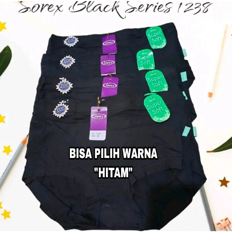 Cd Sorex Khusus Hitam 1238 Super Soft | Celana Dalam Wanita Sorex Karet Lebar