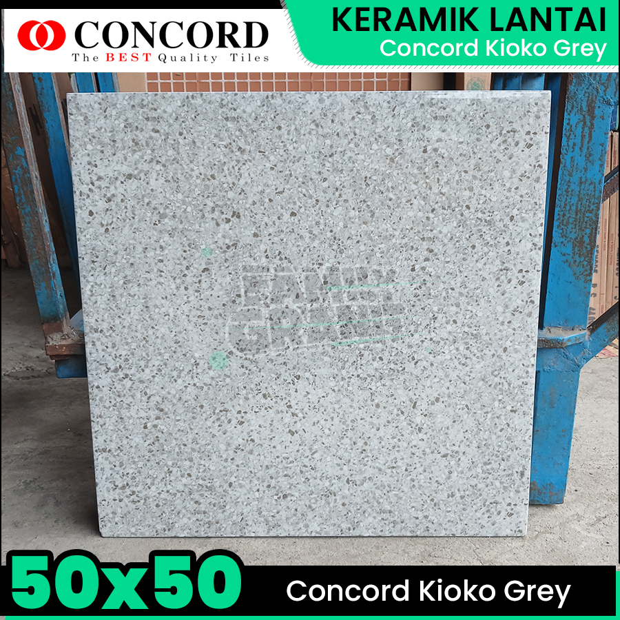 Keramik Lantai 50x50 Concord Allegra Kioko Grey Motif Terazzo Glossy