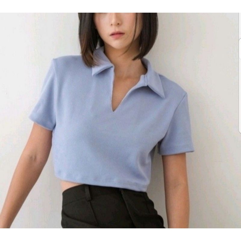 Polo Knit Crop Top