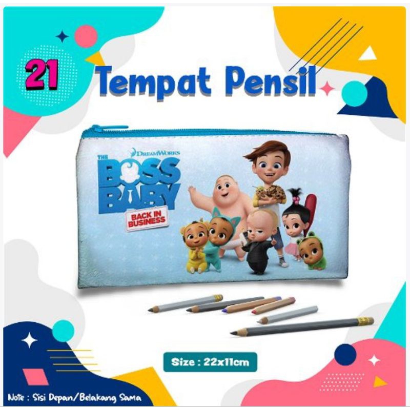 

Tempat pensil/ pouch tempat pensil/ Tempat alat tulis/ pencil case pouch karakter kartun Boss baby