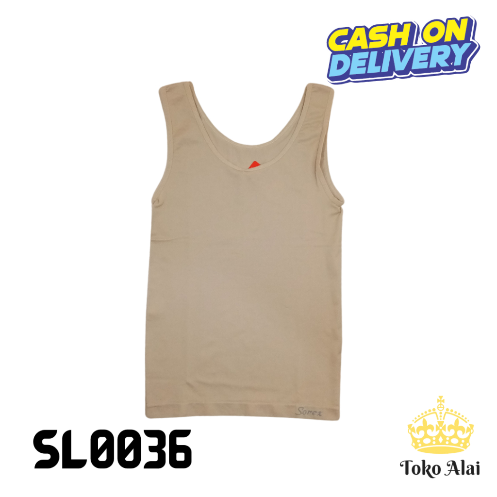 [COD] KAOS DALAM WANITA DEWASA SINGLET SOREX 8058 CEWEK HITAM MOTIF POLOS SL0036