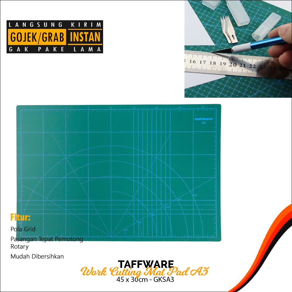 

Jaman Now Taffware Work Cutting Mat Pad A3 45 x 3cm GKSA3 Green HAS