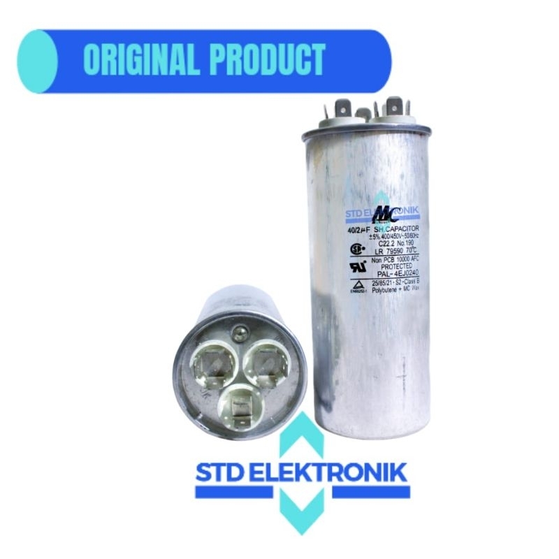 Kapasitor AC 2 PK 40/2 uf MC - Capasitor MC 40+2uf untuk AC 2 PK daikin, LG, panasonic, changhong, m