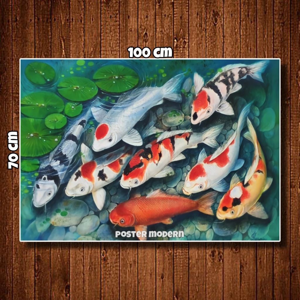 WALLDECOR Poster Gambar IKAN KOI JUMBO Best seller #KOINEW48 Ukuran 100x70cm 150x100cm 200x100cm Ter