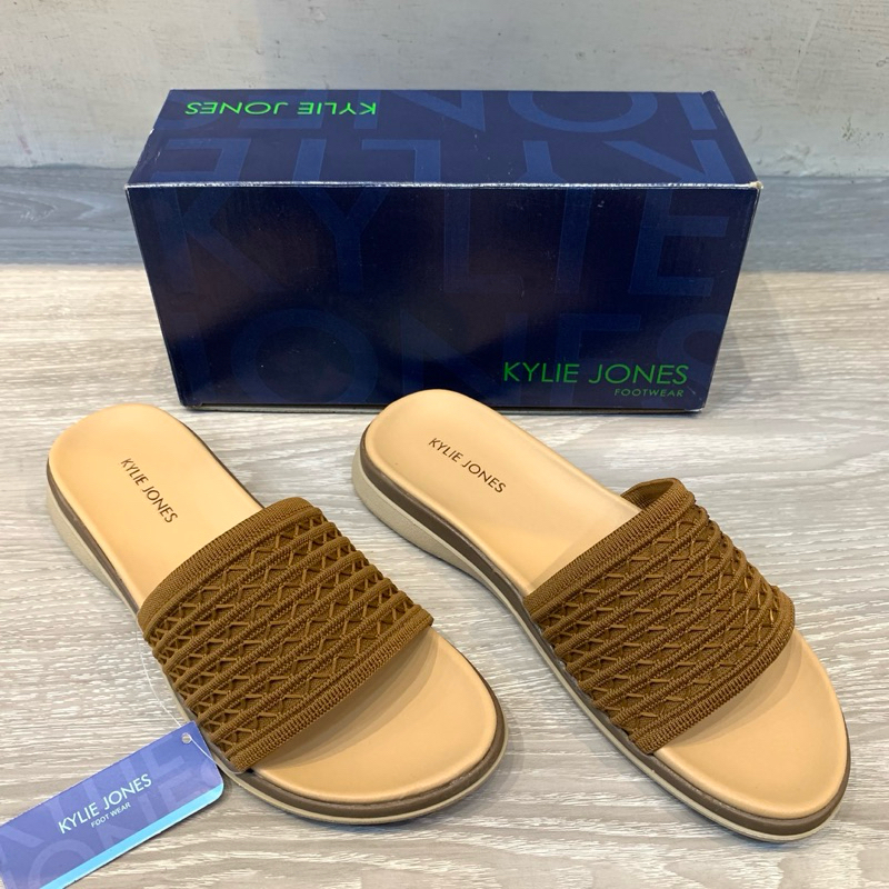 Kylie Jones - Sandal Teplek / Flat Rajut Wanita | AG-161 - Coklat