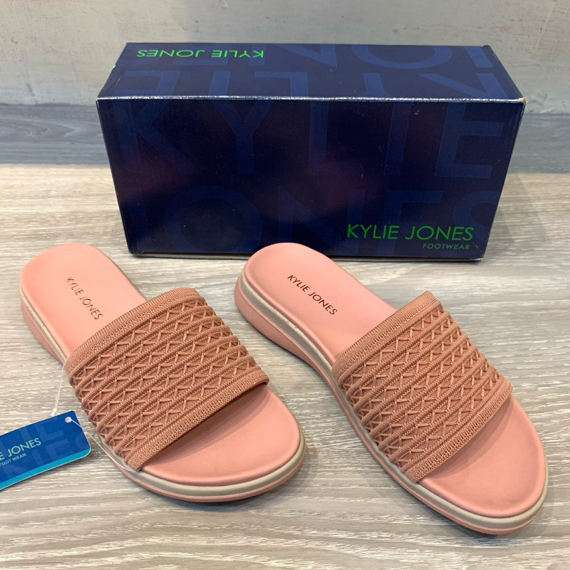 Kylie Jones - Sandal Teplek / Flat Rajut Wanita | AG-161 - Salem