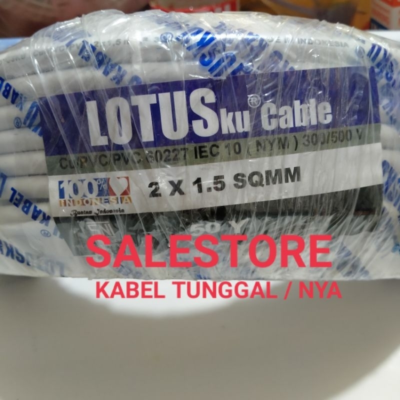 PROMO Kabel Listrik  NYM/Kabel Listrik tunggal 2x1,5mm /Merek LOTUS / Harga Permeter