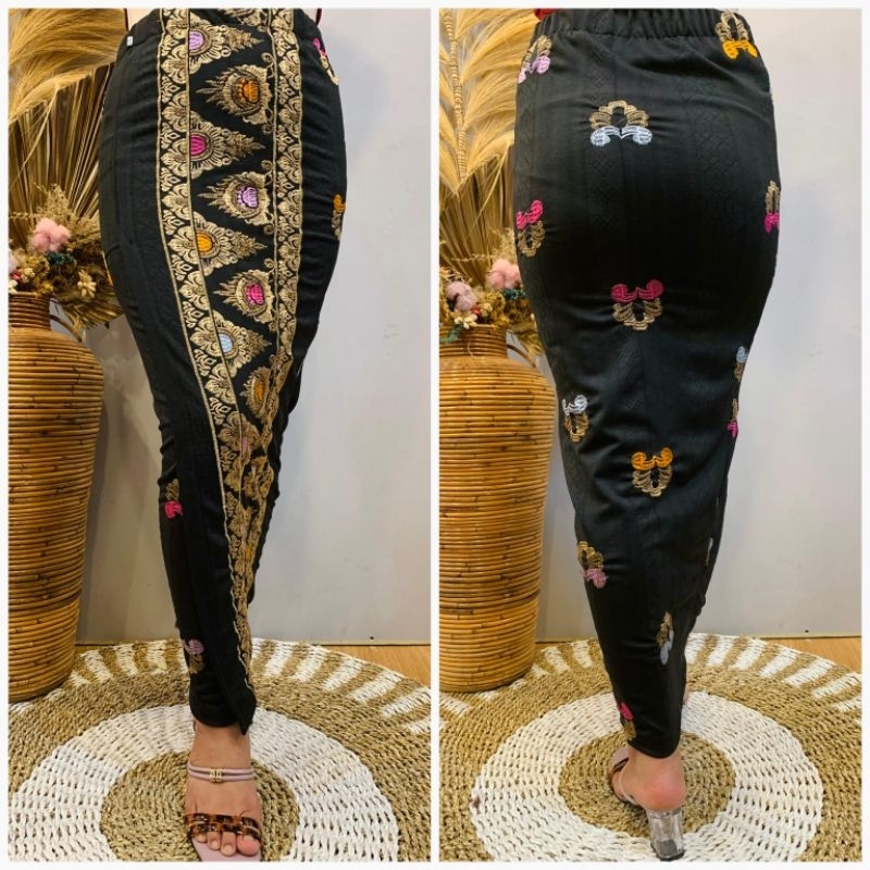 Kamen jadi jaguar bordir tumpal metalik bahan denim adem tebel by creative kebaya bali