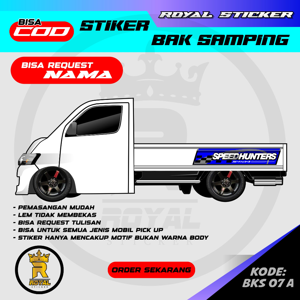 BKS7-STIKER DECAL BAK SAMPING MOBIL PICK UP GRANDMAX-STIKER MOTIF KECE CARRY GRANDMAX