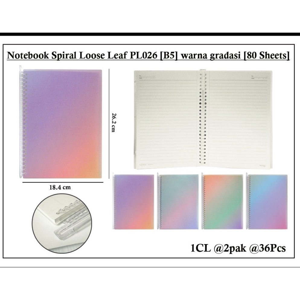 

Laris map looseleaf wengu transaparan ukuran b5 warna cover gradasi glitter isi 8 lembar 8D