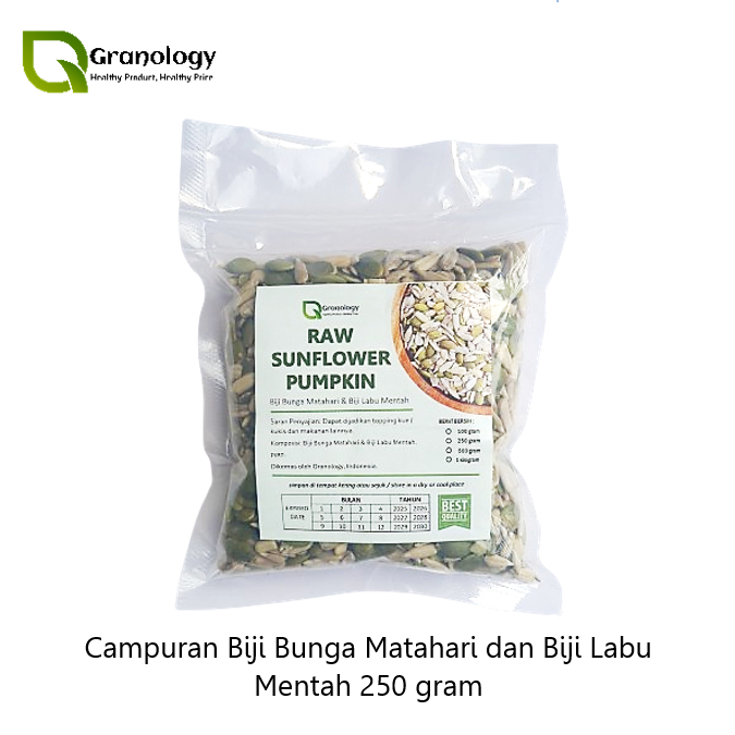 

(RAW) Mix Sunflower Seed dan Pumpkin Seed Mentah (250 gram) by Granology