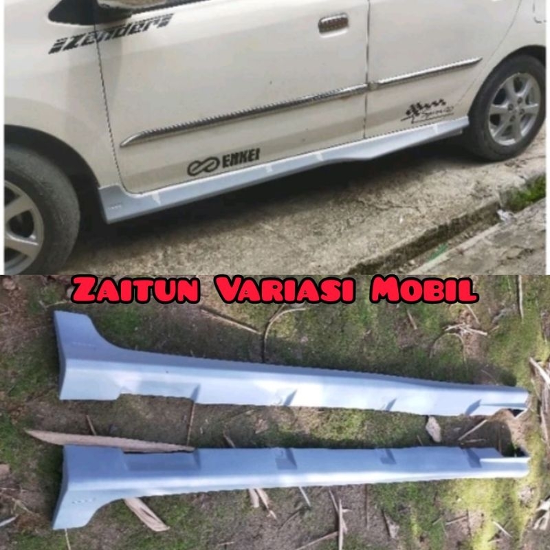 Sideskirt Bodykit samping kanan kiri Agya Ayla TRD 2013 2014 2015 2016 Fiber | Zaitun Variasi