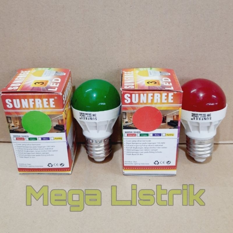 Bolam LED warna 3w lampu warna sunfree