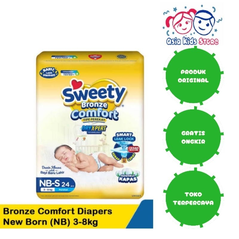 Popok Bayi Sweety Bronze Comfort NBs 24