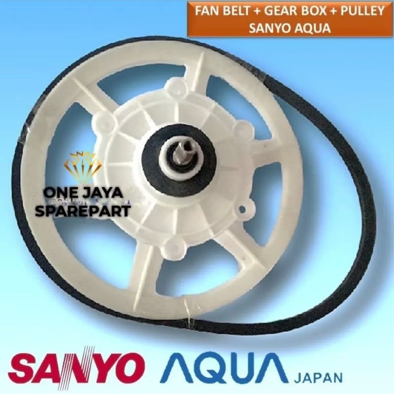 Set Gearbox + Vanbelt Mesin Cuci Sanyo Aqua SW-850XT  2 Tabung