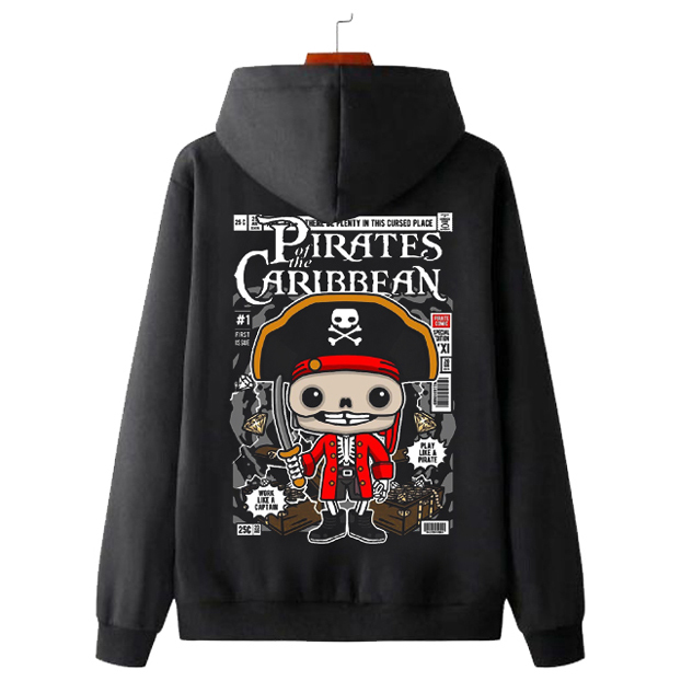 Jaket Hoodie Pirates Of The Caribbean Hoodie Jumper Pullover & Zipper (Ritsleting) Bahan Cotton Flee