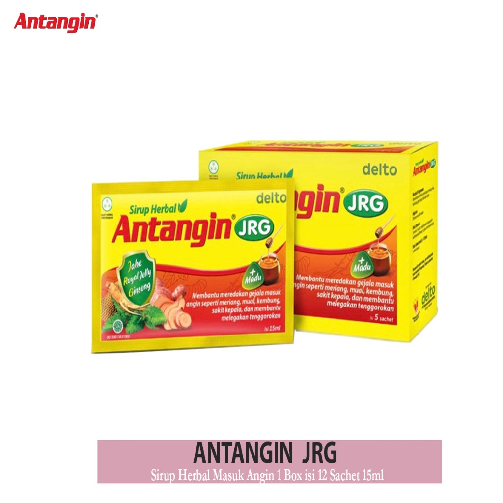 

ANTANGIN JRG SIRUP HERBAL MEREDAKAN MASUK ANGIN - Antangin JRG + Madu Sirup Herbal - 1 Box 12 Sachet