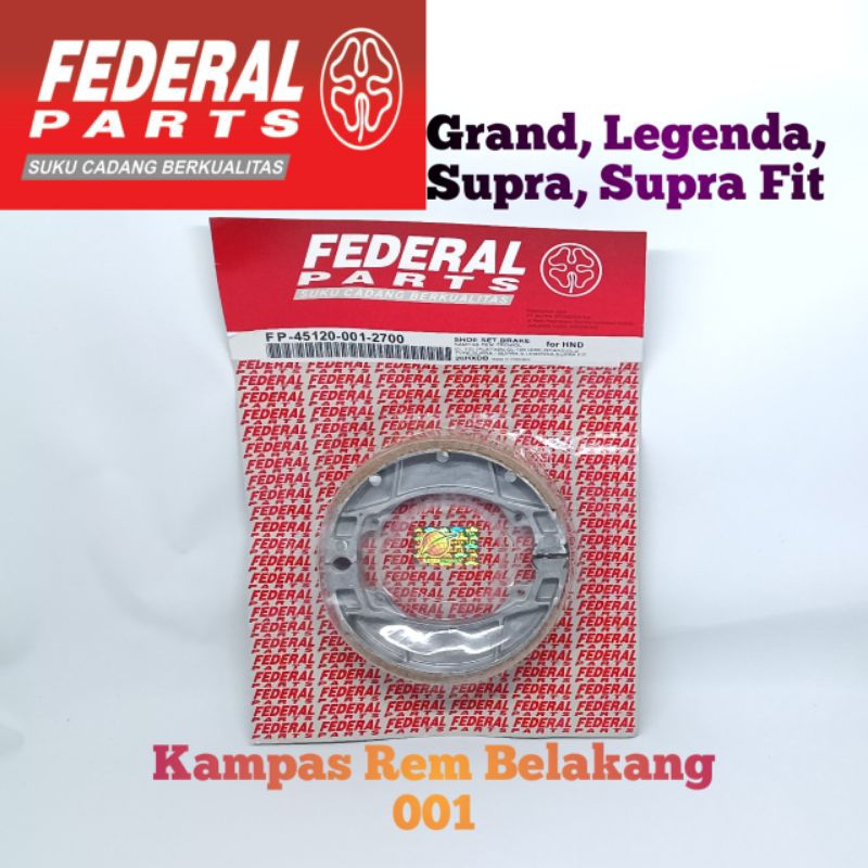 Kampas Rem Belakang 001/Dispad Belakang FEDERAL—Grand, Legenda, Supra, Supra Fit