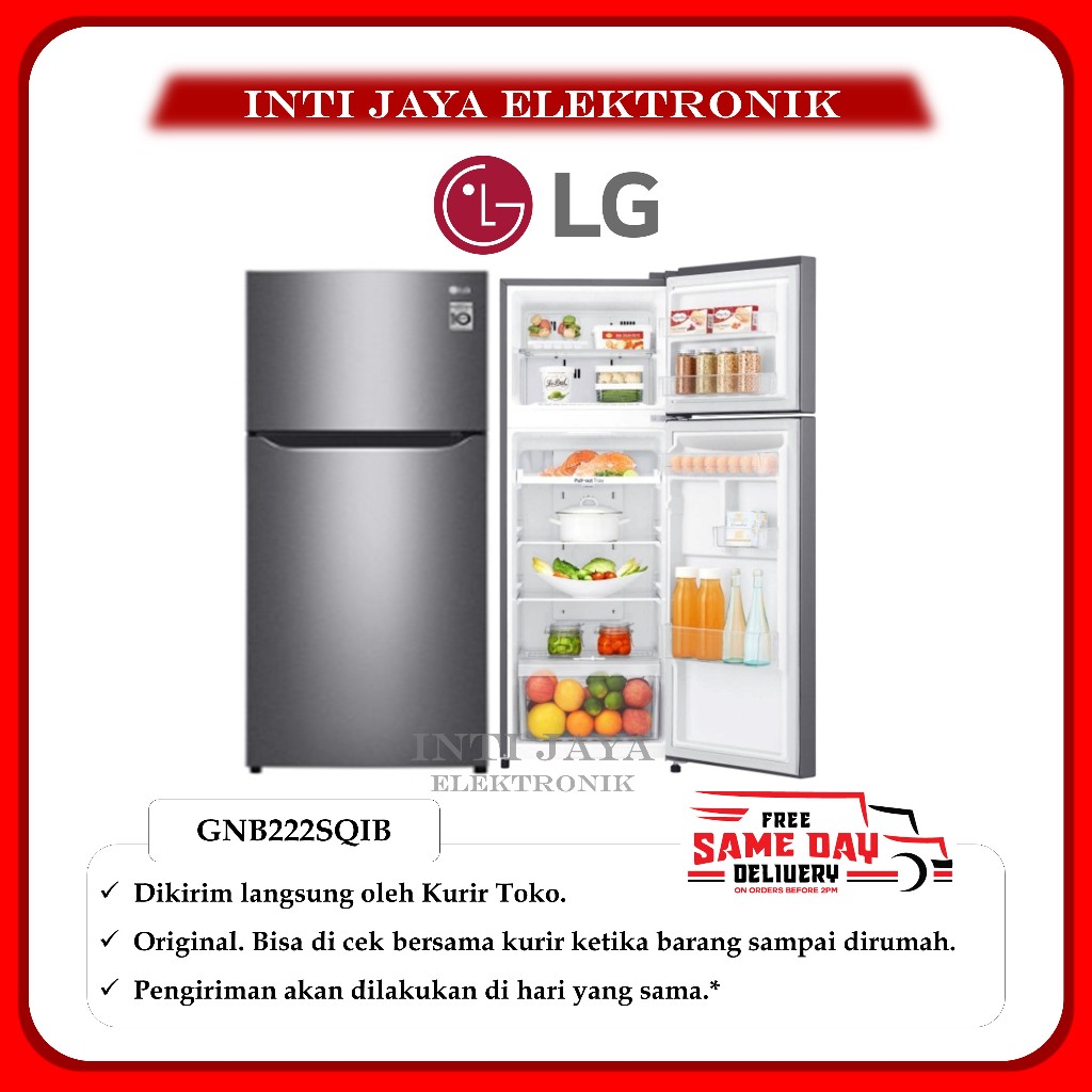 KULKAS LG SMART INVERTER 2 PINTU GNB222SQIB INVERTER GNB 222 SQIB GN-B222SQIB GN B 222SQIB GNB222