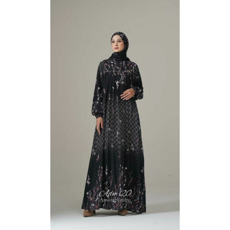 set hijab+gamis motif terbaru viral adm20 edisi Aisha set dress produk Amore by ruby