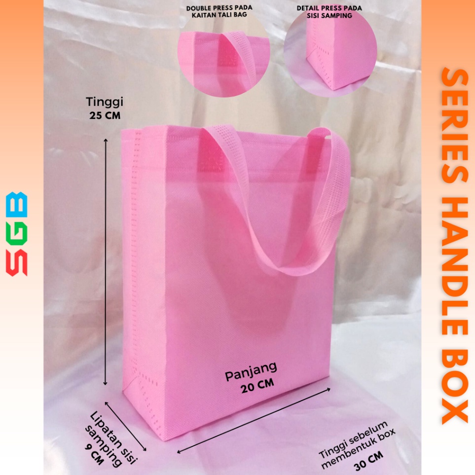 

Promo Mingguan harga per kodi isi 2pcs Tas Spunbond Handle Box uk 2x25x9 Goodie Bag Tas Kain Polos