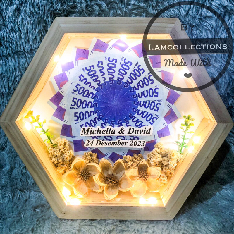 Mahar lampu hexagonal pernikahan rustic vintage murah kekinian