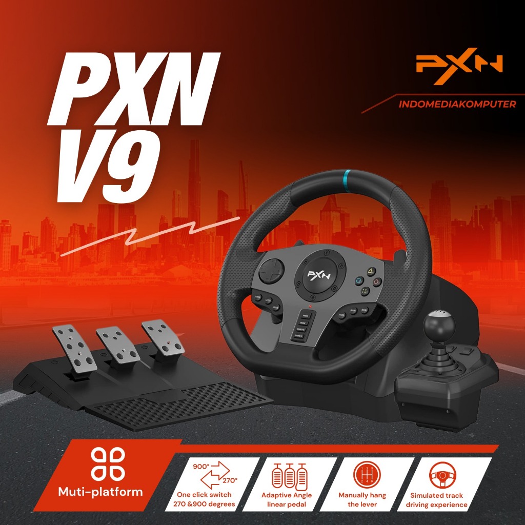 PXN-V9 Steering Wheel With Clutch Shifter Alternatif Logitech G29 Game Stir PXN V9 Racing Wheel V9