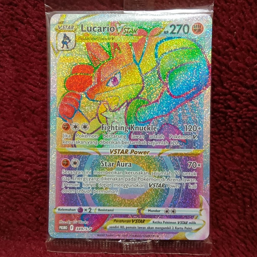 Lucario Vstar HR Promo Sealed 349/S-P - Pokemon TCG Indonesia foil holo