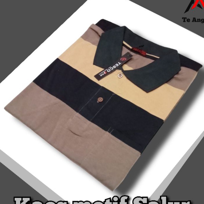 HOT Kaos Kerah Salur Pria Dewasa Motif Garis Garis Lengan Pendek Saku Afada Wangki Salur Kaos Pria