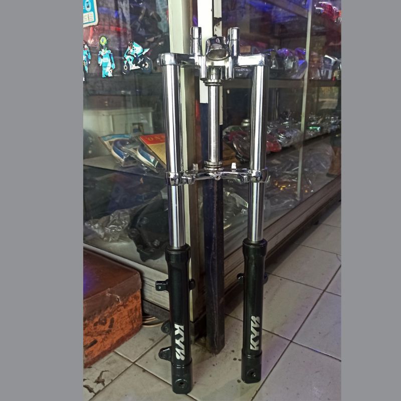 Shock Depan Ninja R As Tabung Original KYB T Atas Bawah Krom Pnp CB100 Glmax Mp Tiger