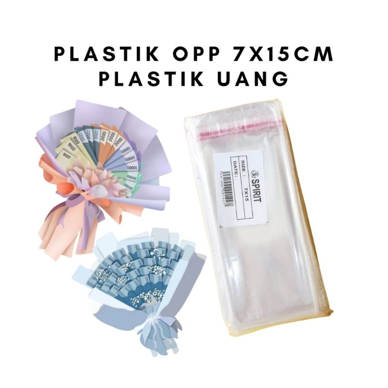 

PLASTIK UANG OPP SEAL UK 7 x15 CM /PLASTIK TRANSPARAN UANG /PLASTIK BUKET UANG