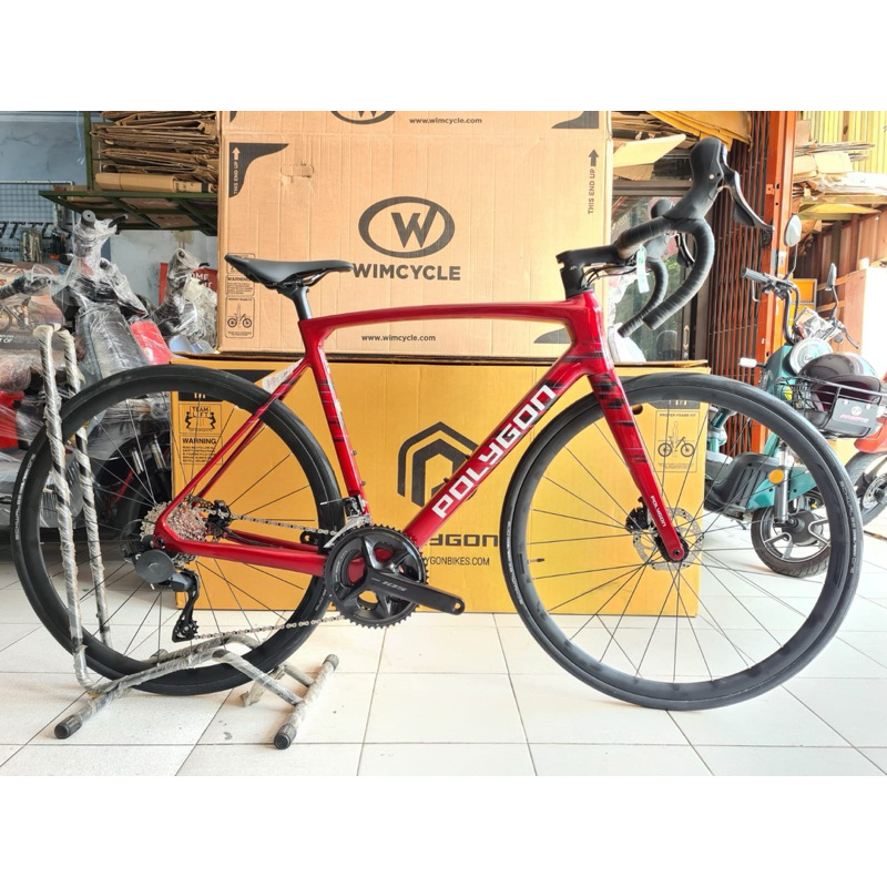 Sepeda Road Bike POLYGON STRATTOS S7D RED 2 x 12 speed TERBARU FREE JERSEY dan HELM AXEL GARANSI RES