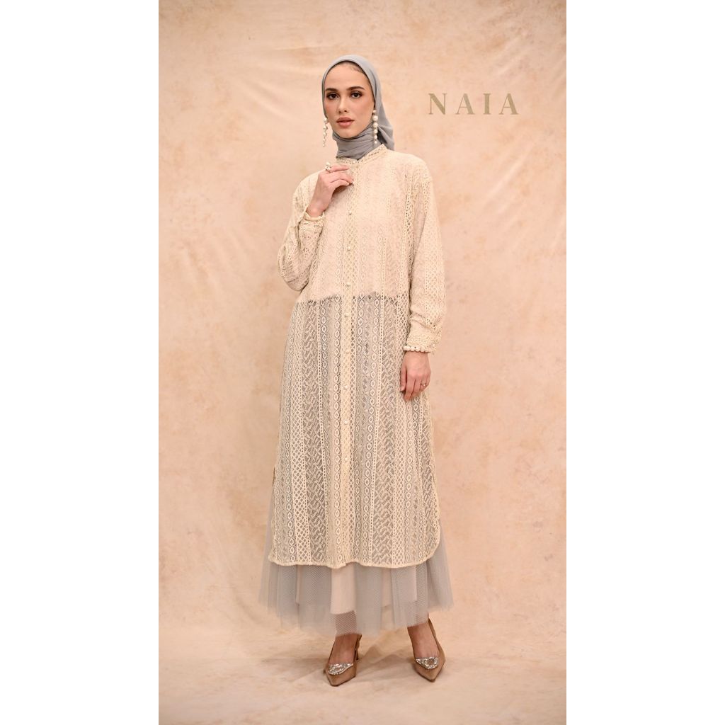 NAIA - ADZANA BROCADE TUNIC - BAJU GAMIS DRESS TUNIK BRUKAT WANITA - 20383