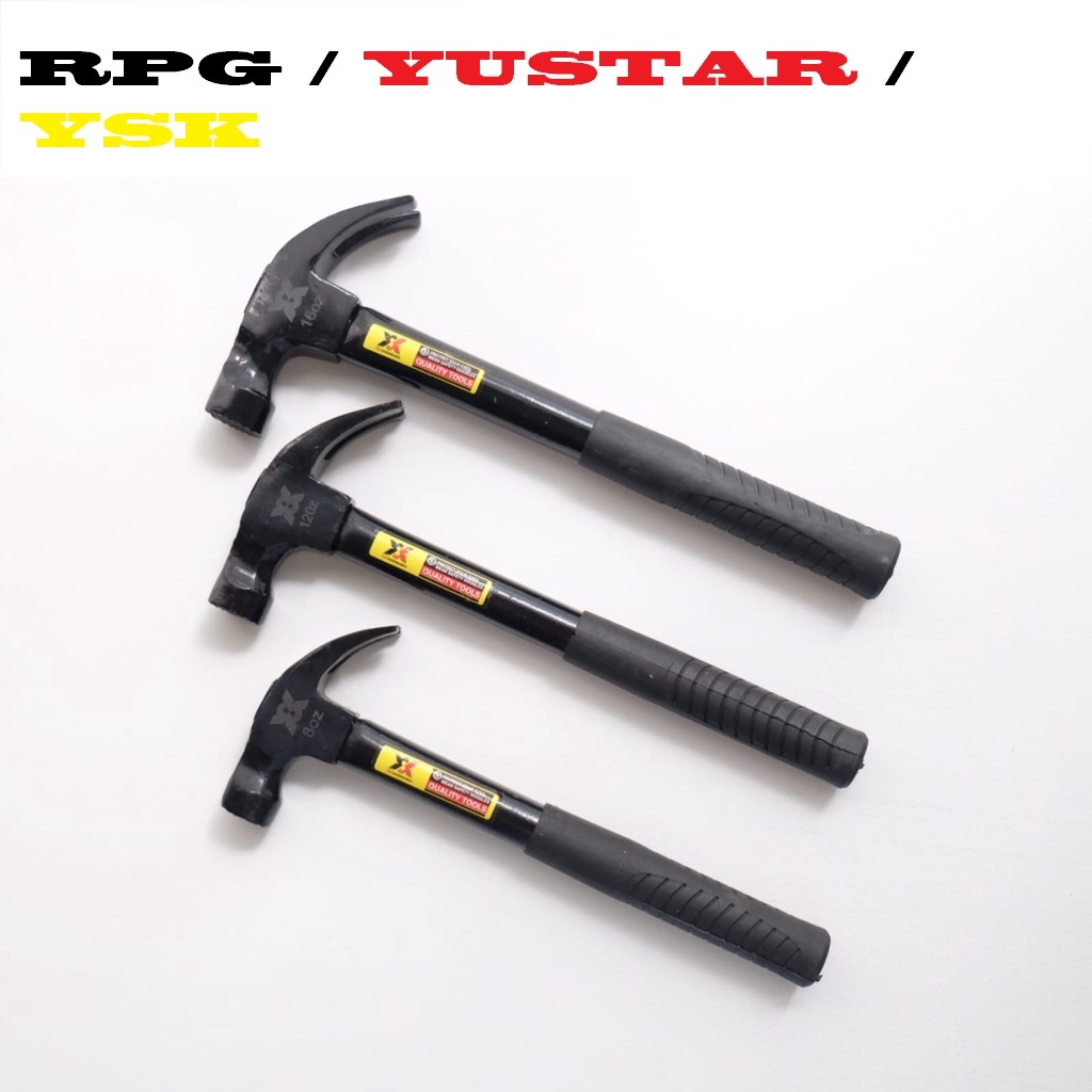 Palu Kambing Besi / Palu Besi Magnet / Palu Gergigi Gagang Karet Full Besi